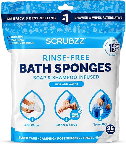 Scrubzz Disposable Rinse-Free Bathing Wipes (25)